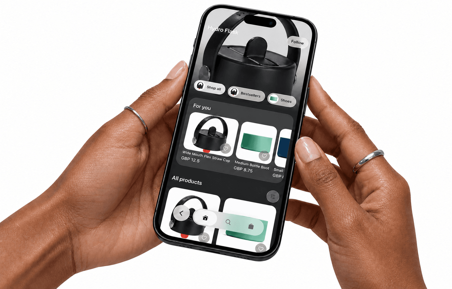 Hands holding an iPhone with Kairos open